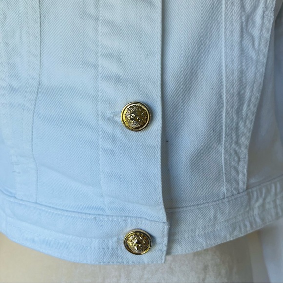 Rare! Versus Versace White Denim Jacket with Gold Lion Buttons, Sz 44 NWOT - Picture 5 of 16